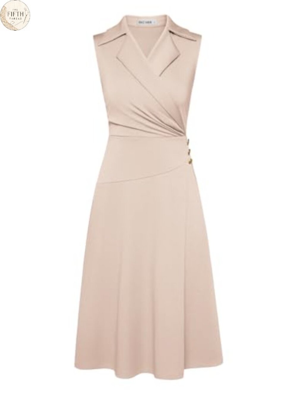 Women's Wrap Midi Dress Sleeveless V-Neck Business Casual Work